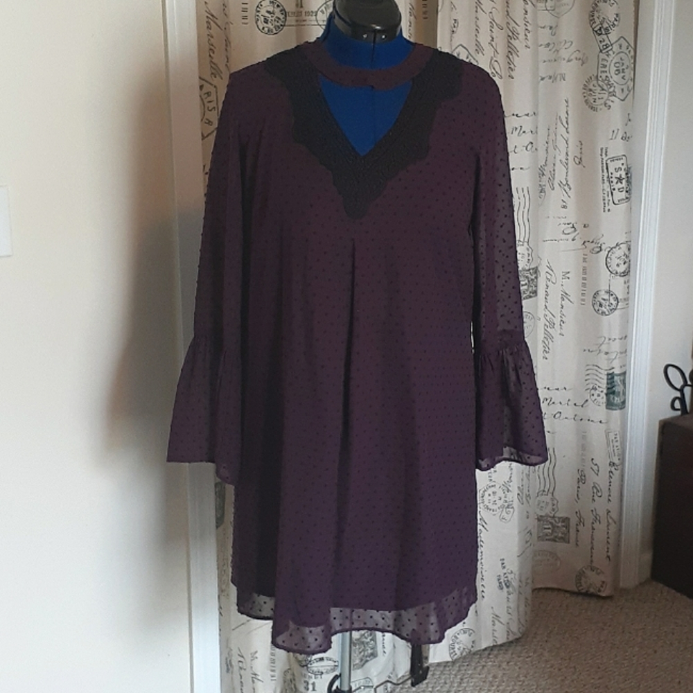 NWT Daniel Rainn Babydoll Purple Dress Size L